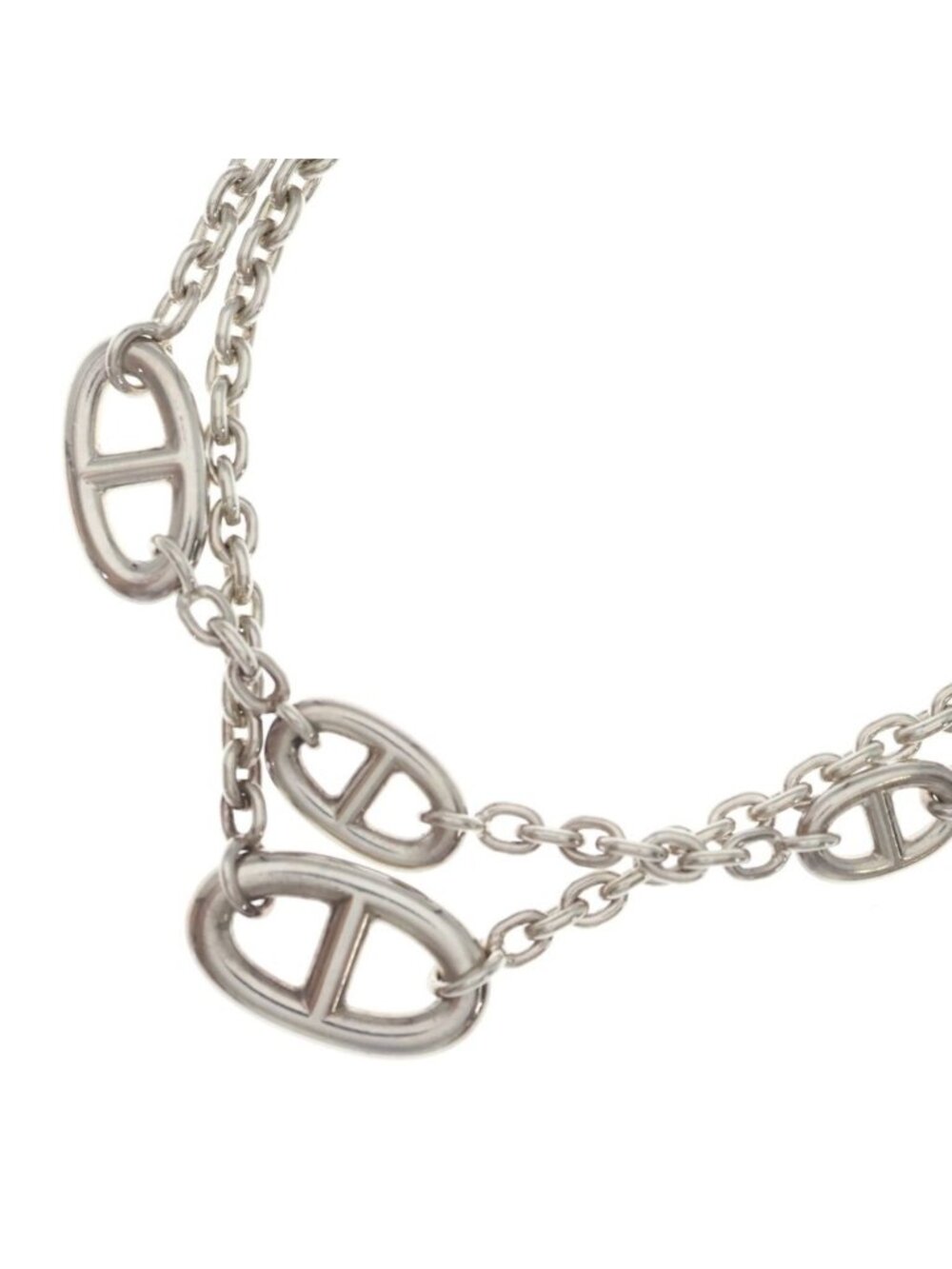 Hermes Chaine D'ancre Farandole Long Necklace Chain Silver